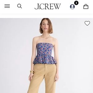 Collection strapless peplum top in Ratti® blue blooms print Item BR342